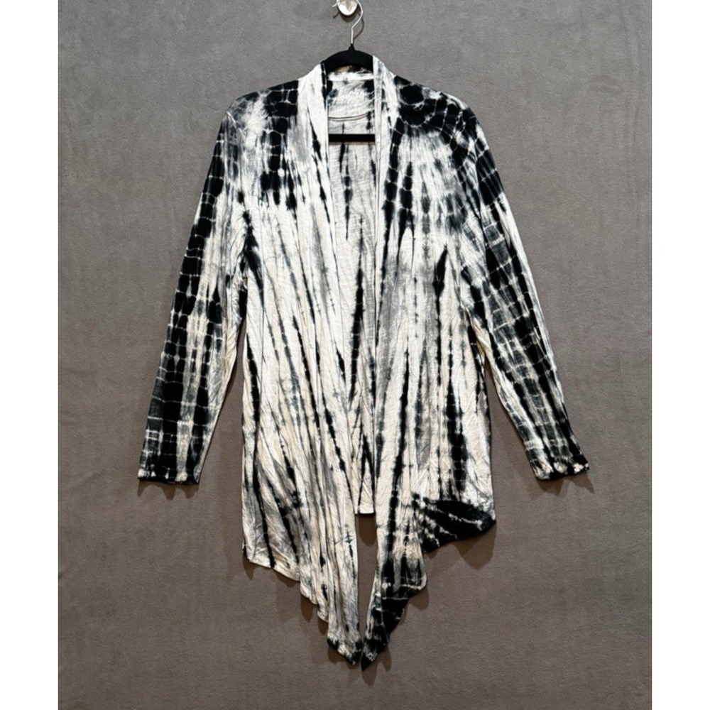 Tie Dye Cardigan Top Asymmetrical Waterfall Open Front Long Sleeve Hippie Goth - Picture 1 of 4